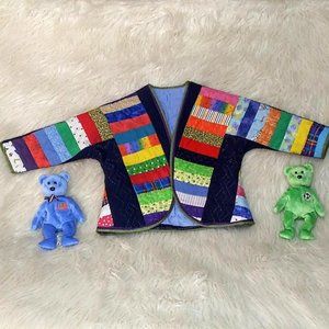 Kids Quilted Jacket, Unisex Patchwork Jacket, Vintage Quilt Coat, Handmade Coat